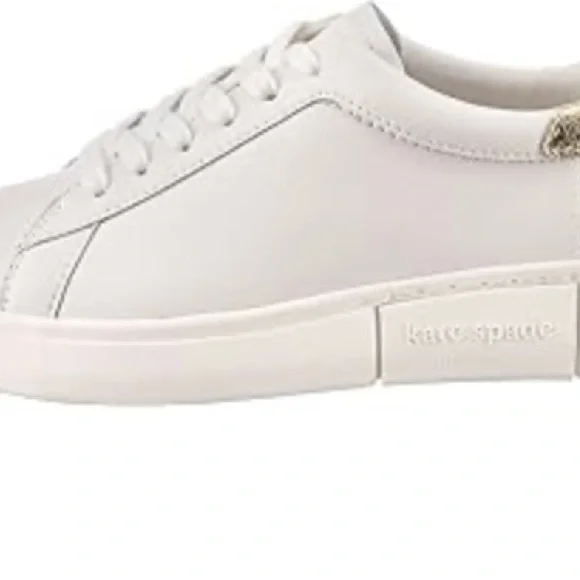 NWT KATE SPADE LIFT OPTIC WHITE WITH GOLD SNEAKER SIZE 7.5 - Picture 7 of 12